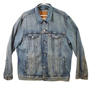 Levi's Premium Modern Big E Denim Jean Trucker Jacket XL Blue Light Wash
